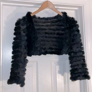 Black Rabbit Fur Shrug